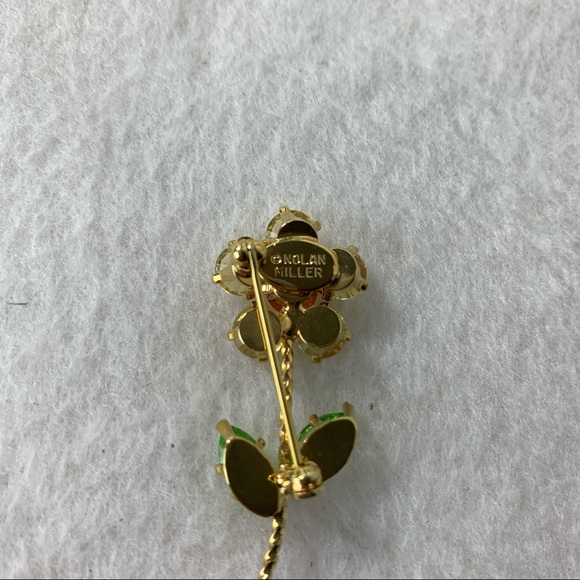 Nolan Miller Flower Pin Multi Colored and Gold - Picture 3 of 3